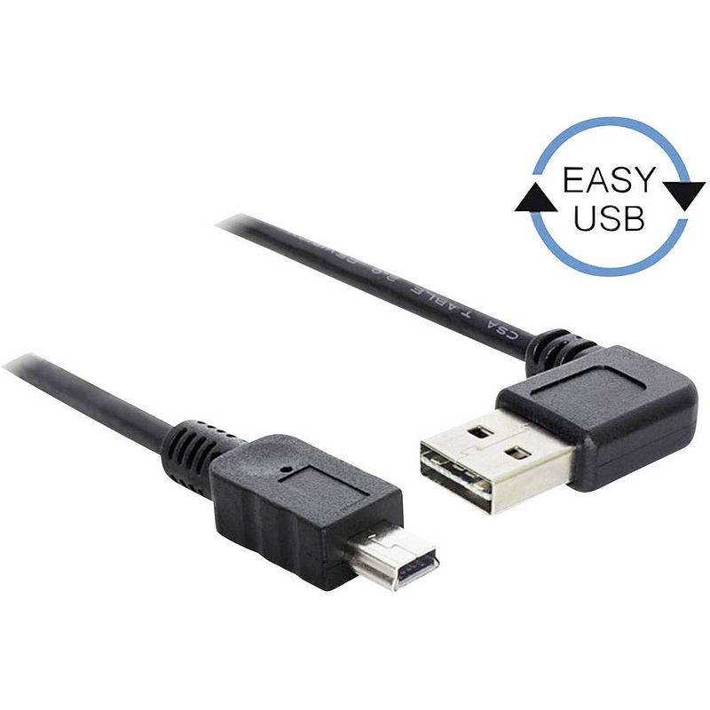 Foto van Delock usb-kabel usb 2.0 usb-a stekker, usb-mini-b stekker 2.00 m zwart vergulde steekcontacten, ul gecertificeerd 83379