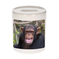 Foto van Dieren foto spaarpot chimpansee 9 cm - apen spaarpotten jongens en meisjes - spaarpotten