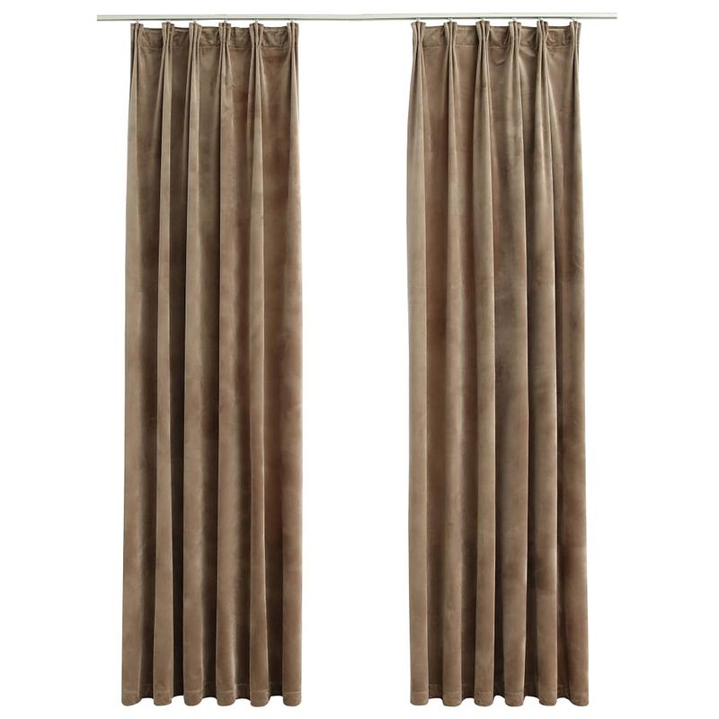 Foto van The living store fluwelen gordijnen - beige - 140 x 245 cm - 100% polyester fluweel