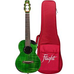 Foto van Flight royal series comet eq-a tenor green elektrisch-akoestische ukelele met deluxe gigbag