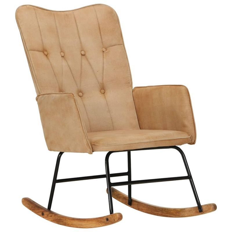 Foto van Vidaxl schommelstoel in vintage stijl canvas crèmekleurig