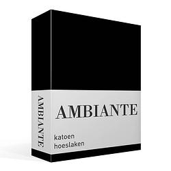 Foto van Ambiante cotton uni hoeslaken - 100% katoen - lits-jumeaux (200x210/220 cm) - black