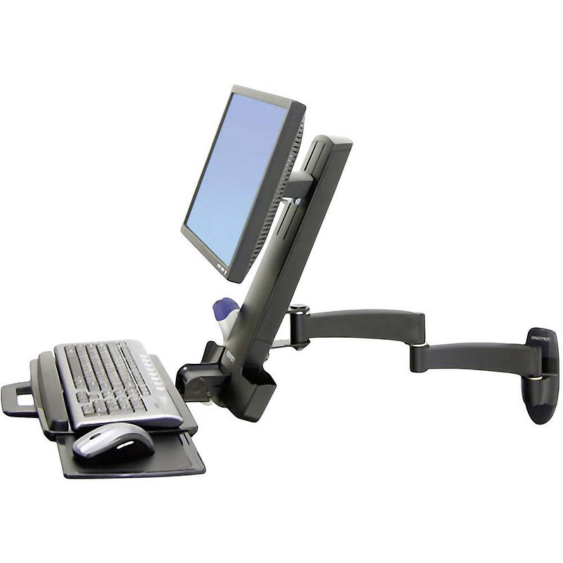 Foto van Ergotron combo arm serie 200 monitor-wandbeugel 1-voudig 25,4 cm (10) - 61,0 cm (24) toetsenbordhouder, kantelbaar, zwenkbaar, roteerbaar