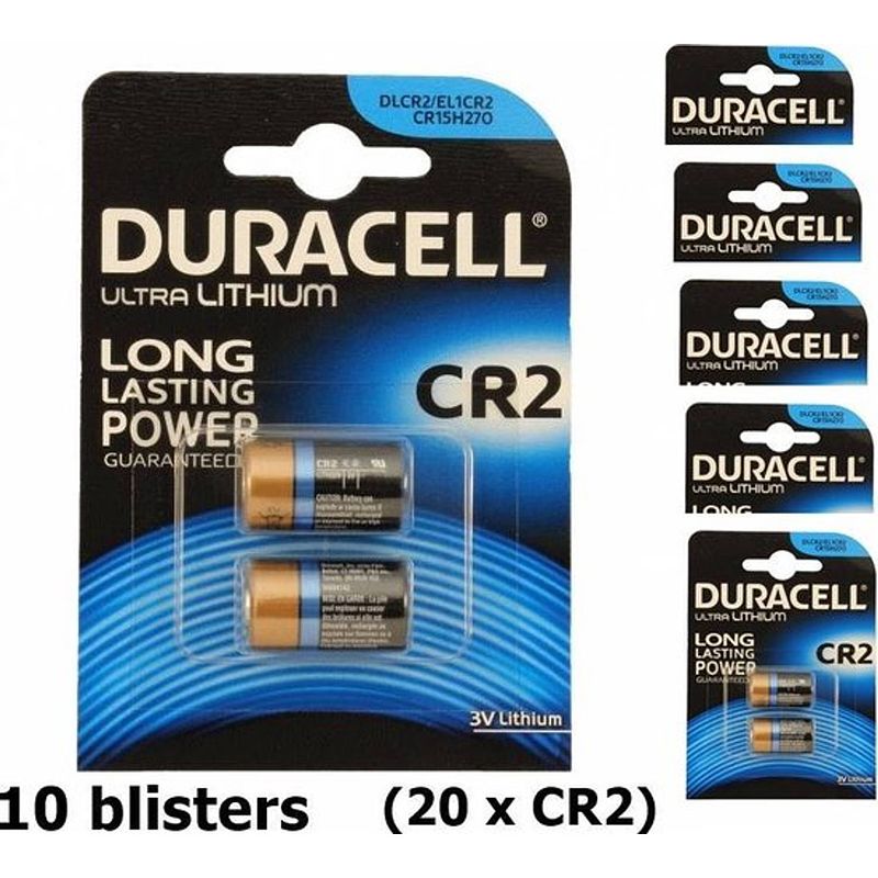 Foto van 20 stuks (10 blisters a 2st) - duracell cr2 lithium batterij - blister van 2 stuks