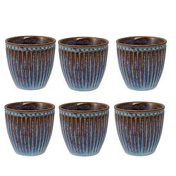 Foto van Koffiebeker set 6x - greengate beker (latte cup) alice oyster blauw 350 ml - ø 10 cm