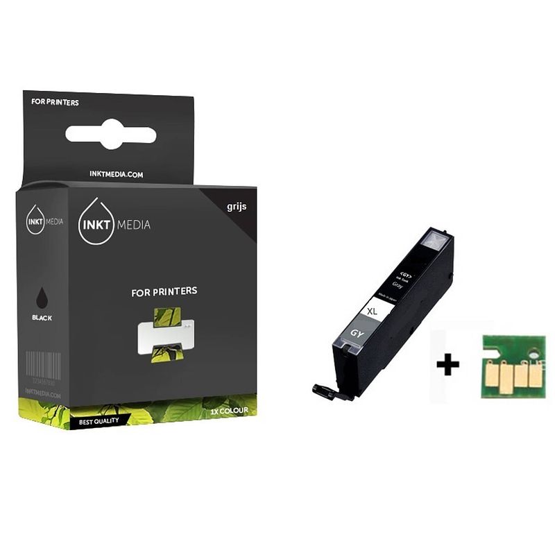 Foto van Inktmedia® -navulinkt - geschikt canon cli-571gy xl inktcartridge grijs hoge capaciteit - navul inkt - refill inkt