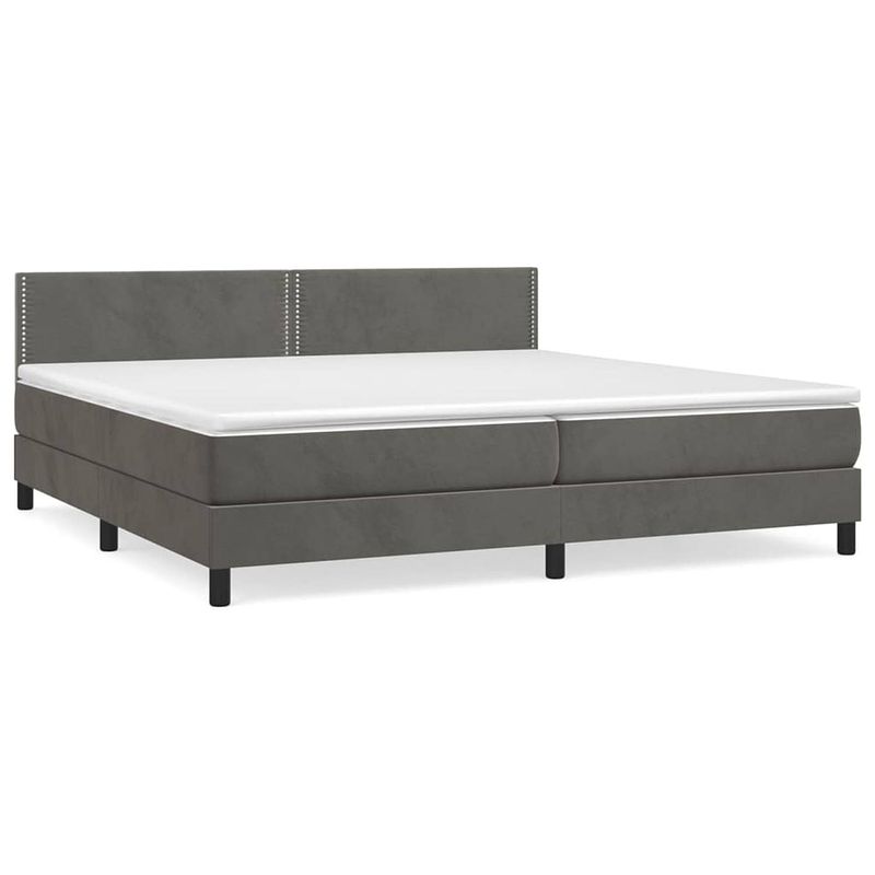 Foto van The living store boxspringbed - zacht fluweel - bed 203x200x78/88cm - pocketvering matras 100x200x20cm - middelharde