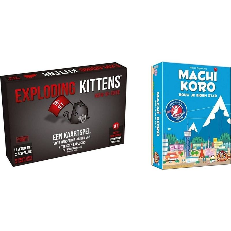 Foto van Spellenbundel - kaartspel - 2 stuks - exploding kittens nsfw (18+) & machi koro basisspel