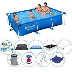 Foto van Bestway steel pro rechthoekig zwembad - 259 x 170 x 61 cm - blauw - inclusief pomp en toebehoren