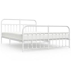 Foto van Vidaxl bedframe met hoofd- en voeteneinde metaal wit 160x200 cm