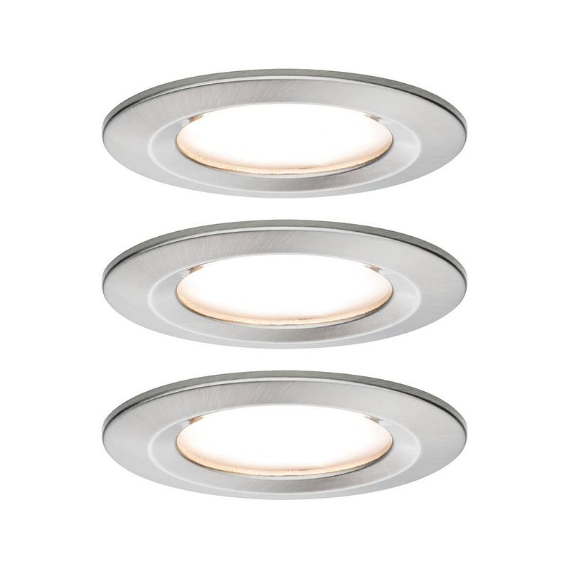 Foto van Paulmann nova inbouwlamp voor badkamer set van 3 stuks led led 18 w ip44 ijzer (geborsteld)