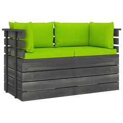 Foto van Vidaxl tuinbank 2-zits met kussens pallet massief grenenhout