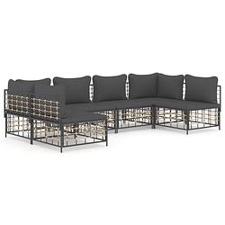 Foto van Vidaxl 6-delige loungeset met kussens poly rattan antracietkleurig