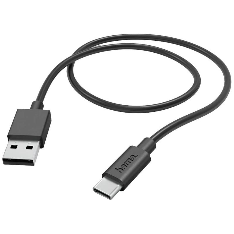 Foto van Hama usb-laadkabel usb 2.0 usb-a stekker, usb-c stekker 1 m zwart 00201594