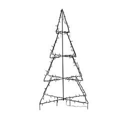 Foto van Verlichte figuren zwarte lichtboom/metalen boom/kerstboom met 160 led lichtjes 126 cm - kerstverlichting figuur