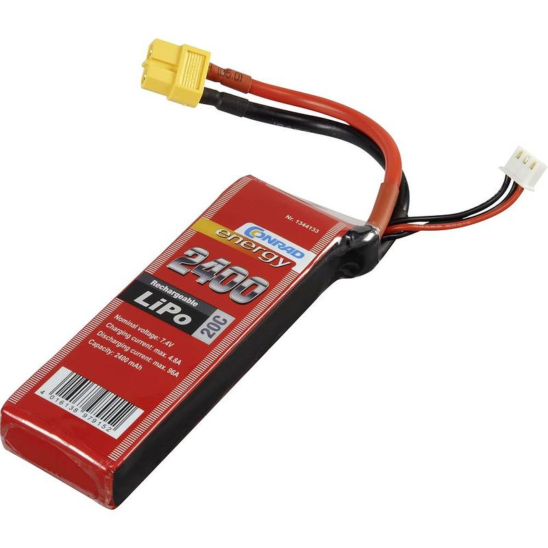 Foto van Conrad energy lipo accupack 7.4 v 2400 mah aantal cellen: 2 20 c softcase xt60