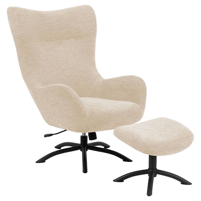 Foto van Talgy fauteuil relaxfauteuil met voetenbank crème, zwart.