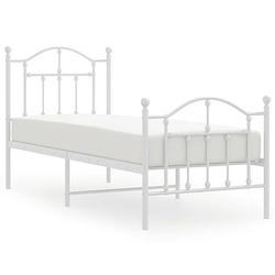 Foto van Vidaxl bedframe met hoofd- en voeteneinde metaal wit 75x190 cm