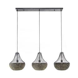 Foto van Hoyz collection - hanglamp 3x kegel waterhyacint - zwart nikkel