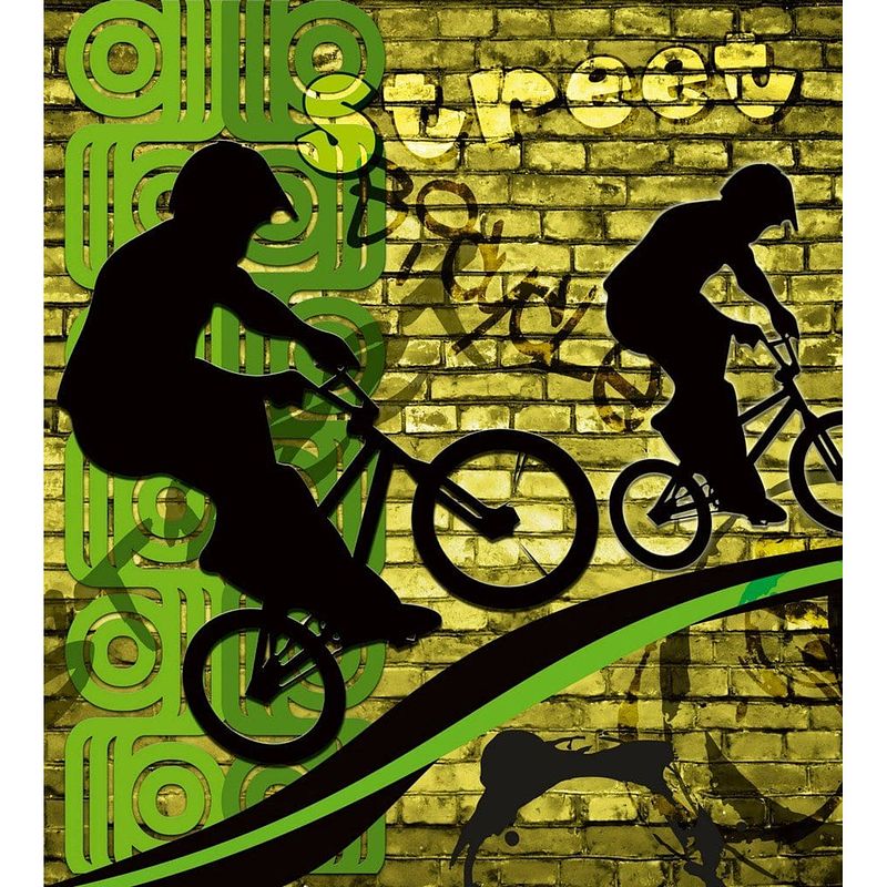 Foto van Dimex bicycle green vlies fotobehang 225x250cm 3-banen