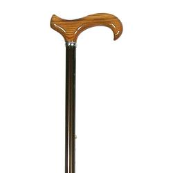 Foto van Classic canes verstelbare wandelstok - bruin - schokdemper - xl wandelstok - essenhout derby - lengte 77 - 100 cm
