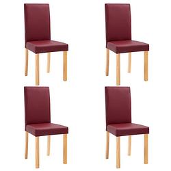 Foto van The living store eetkamerstoelen - kunstleer - set van 4 - rood - 42x51x95cm