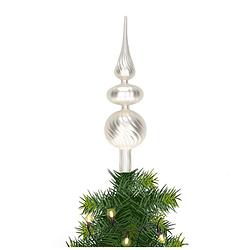 Foto van Kerst piek van glas zilver swirl mat h32 cm - kerstboompieken
