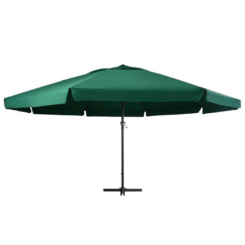 Foto van The living store tuinparasol - groen - 600 x 385 cm - aluminium paal - uv-beschermend polyester