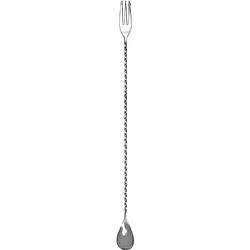 Foto van Bar professional barlepel met vork 40 cm roestvrijstaal zilver