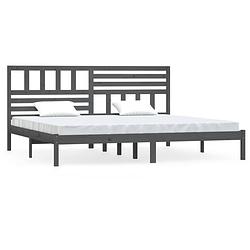 Foto van The living store houten bedframe - grijs - 205.5 x 186 x 100 cm - massief grenenhout