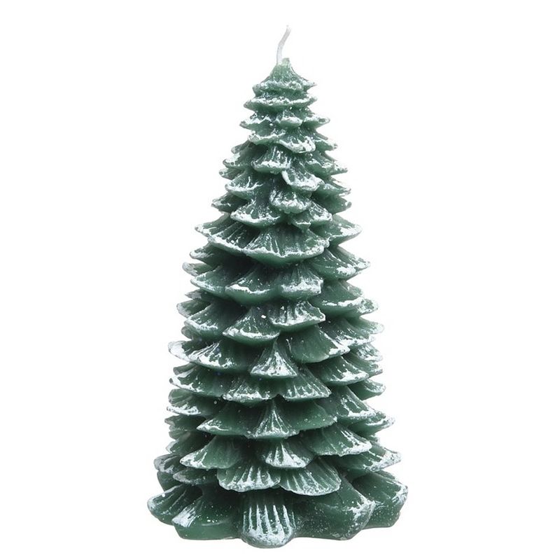 Foto van Kerstkaars kerstboompje groen 23 x 11 cm - waxinelichtjes