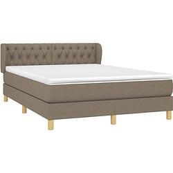 Foto van The living store boxspringbed - taupe - 193x147x78/88 cm - pocketvering matras - middelharde ondersteuning -