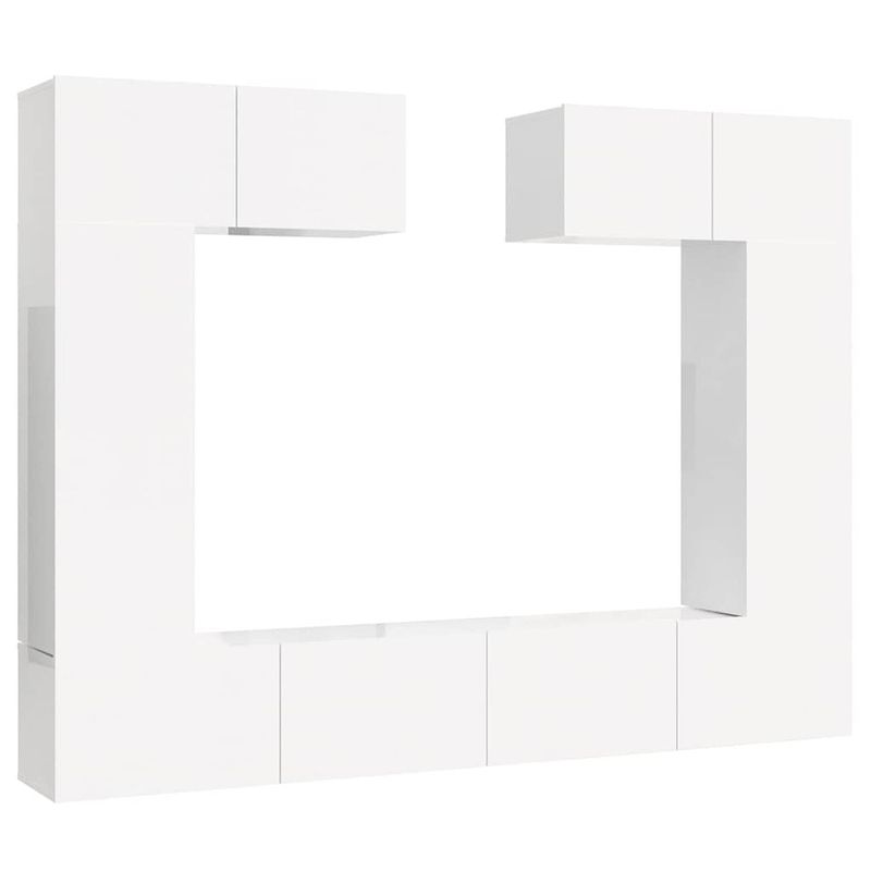 Foto van The living store televisiemeubelset - hoogglans wit - 2x 80x30x30cm - 2x 30.5x30x90cm - 2x 100x30x30cm