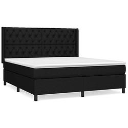 Foto van The living store boxspringbed - naam - bed - 203x163x118/128 cm - zwart - duurzaam materiaal - praktisch hoofdbord -