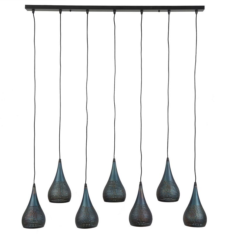 Foto van Hoyz - hanglamp - 7xø15 druppelvormige metalen hanglampen - transpart