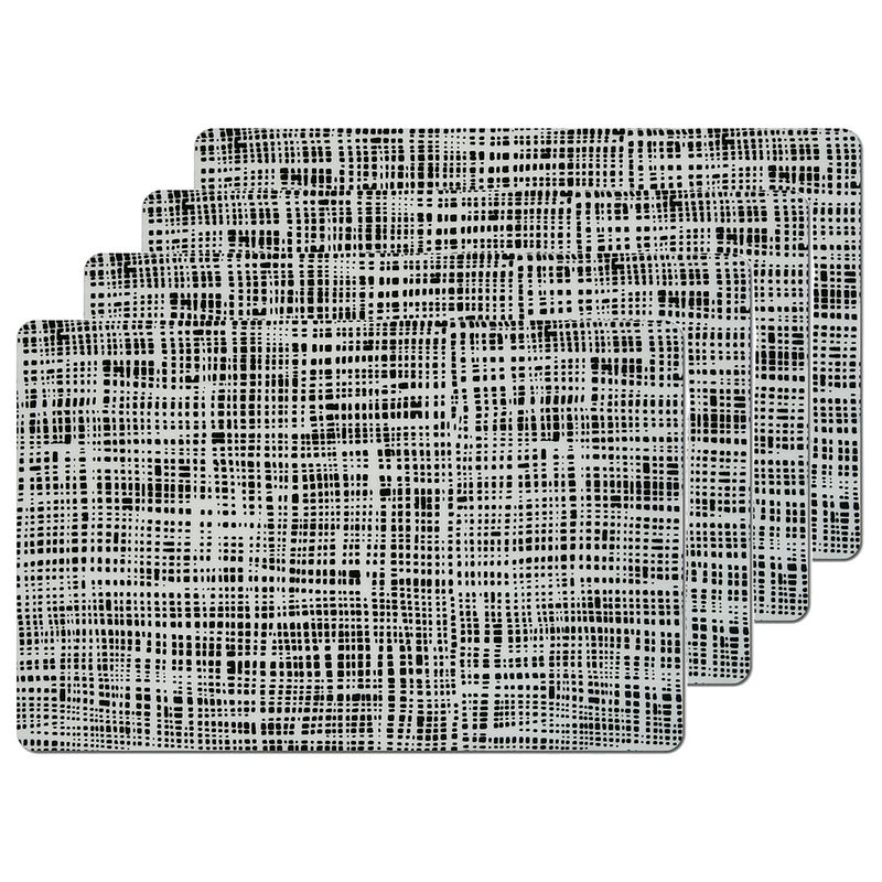 Foto van Placemats gestreept - 8x - kunststof - 44 x 29 cm - zwart - abstract - placemats