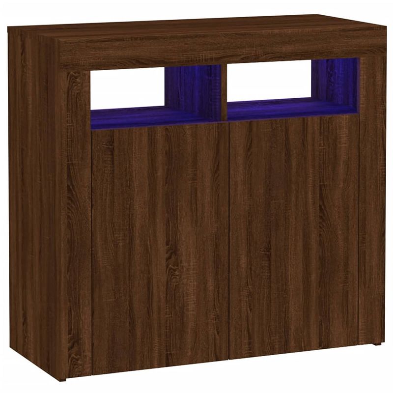 Foto van Vidaxl dressoir met led-verlichting 80x35x75 cm bruin eiken