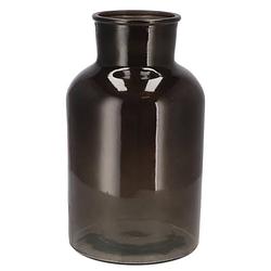 Foto van Dk design bloemenvaas melkbus fles - helder glas zwart - d17 x h30 cm - vazen