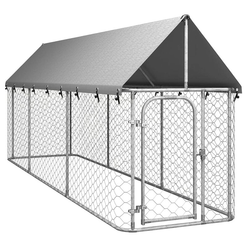 Foto van Vidaxl hondenkennel voor buiten met dak 400x100x150 cm