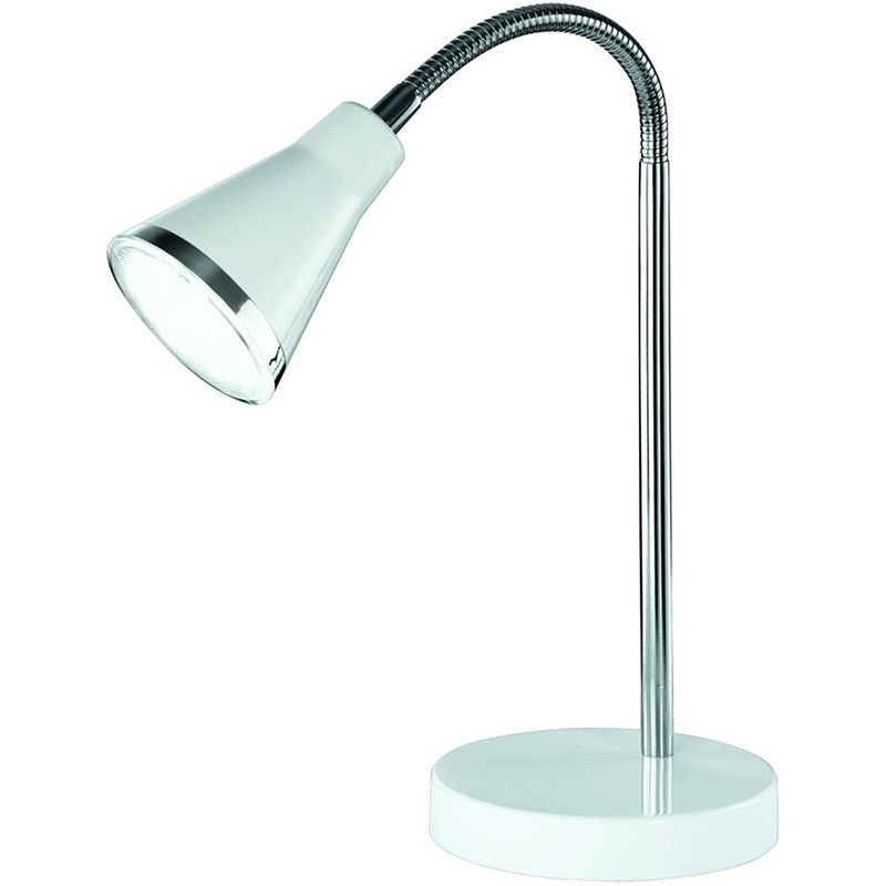 Foto van Led bureaulamp - trion arora - 3w - warm wit 3000k - rond - glans wit - kunststof