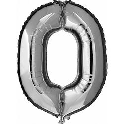 Foto van Cijfer nul 0 ballon zilver - ballonnen