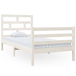 Foto van The living store bedframe grenenhout - wit - 205.5 x 96 x 100 cm - geschikt voor matras 90 x 200 cm - montage vereist -