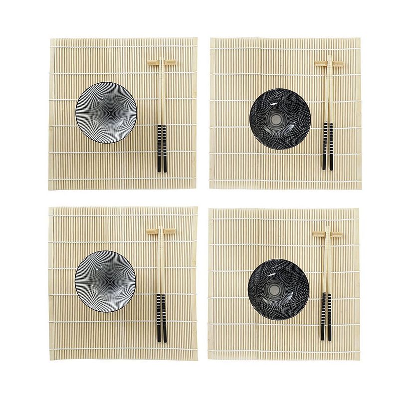 Foto van Sushi-set dkd home decor 14,5 x 14,5 x 31 cm zwart wit keramiek orientaals (16 onderdelen)