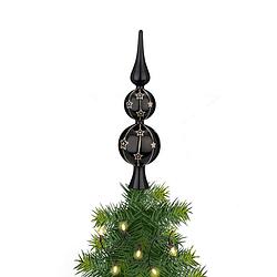 Foto van Kerst piek van glas zwart gedecoreerd h31 cm - kerstboompieken