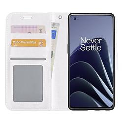 Foto van Basey oneplus 10 pro hoesje bookcase - oneplus 10 pro hoes flip case book cover - oneplus 10 pro hoes book case wit