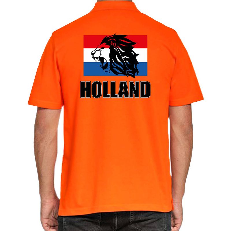 Foto van Grote maten oranje fan poloshirt / kleding holland met leeuw en vlag ek/ wk voor heren 3xl - feestshirts