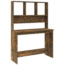 Foto van The living store bureau s - bureaus met schappen - 110 x 45 x 157 cm - gerookt eiken