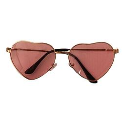 Foto van Hippie flower power sixties hartjes glazen zonnebril roze - verkleedbrillen