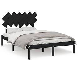 Foto van Vidaxl bedframe massief hout zwart 120x190 cm 4ft small double