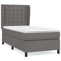 Foto van The living store boxspringbed - grijs kunstleer - pocketvering - 193x93x118/128 cm - verstelbaar hoofdbord -